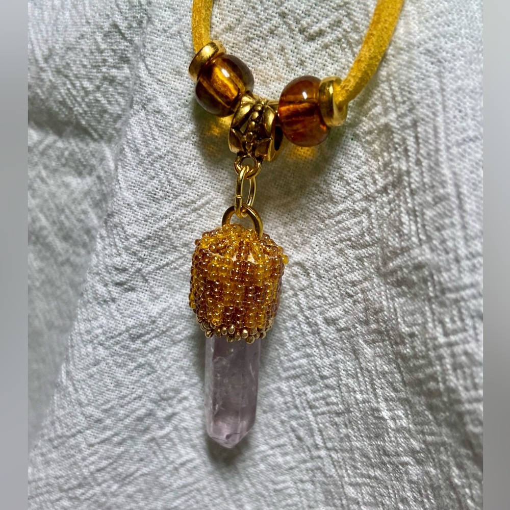 Lavender Amethyst Beaded Crystal Necklace
